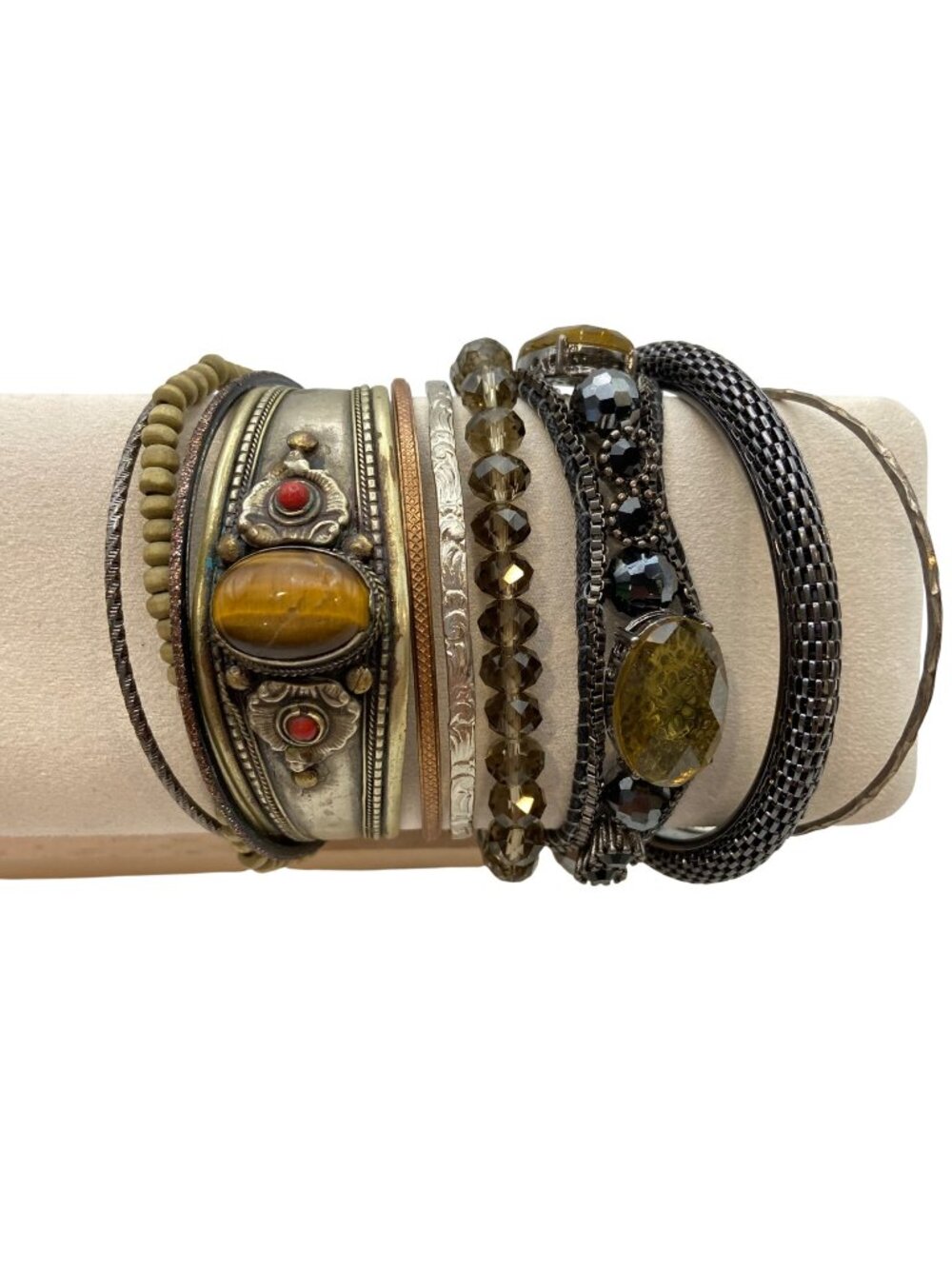 Vintage & Modern Bracelet Lot Boho Mixed Metal Cuffs Bangles Statement Jewelry